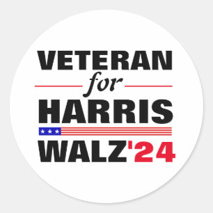 Custom Veterans for Harris Waltz 2024 Election Classic Round Sticker