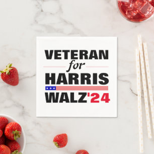 Custom Veterans for Harris Waltz 2024 Election Napkin