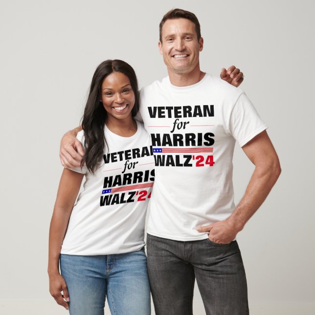 Custom Veterans for Harris Waltz 2024 Election T-Shirt (Unisex)