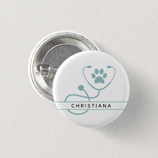 Custom Veterinarian Veterinary Professionals 1 Inch Round Button (Front & Back)