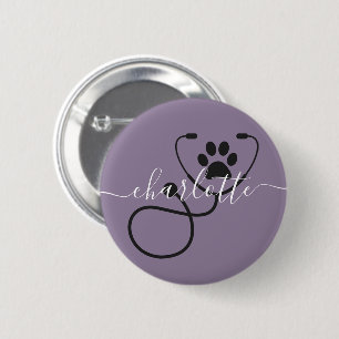 Custom Veterinarian Veterinary Tech Vet Assistant 2 Inch Round Button