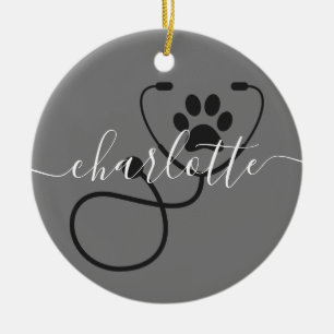 Custom Veterinarian Veterinary Tech Vet Assistant Ceramic Ornament