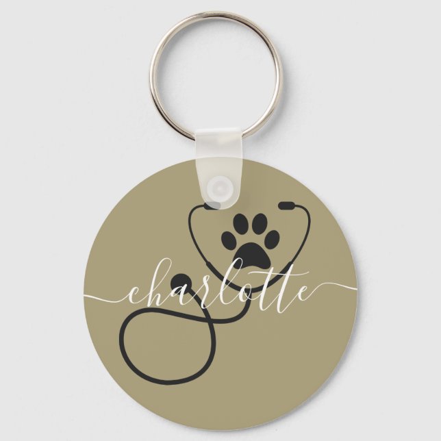 Custom Veterinarian Veterinary Tech Vet Assistant Keychain (Front)