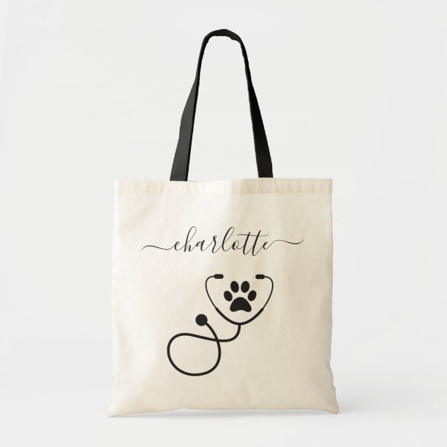 Custom Veterinarian Veterinary Tech Vet Assistant Tote Bag (Front)