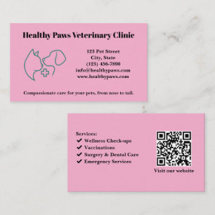 Custom Veterinary Clinic Business Card with Logo