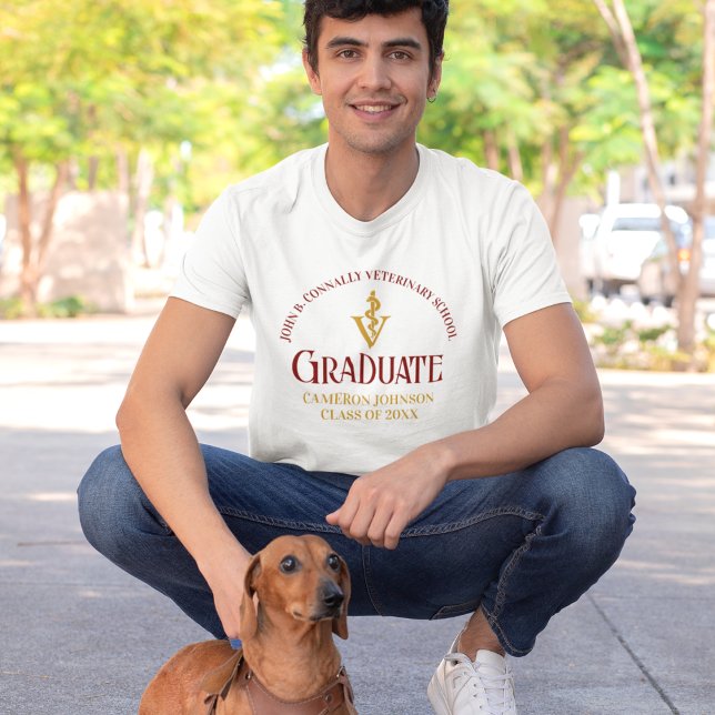 Custom Veterinary School Maroon Script Graduate T-Shirt (Creator Uploaded)