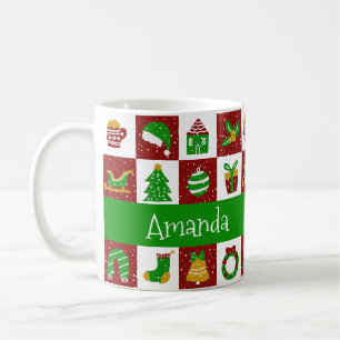 Custom Vibrant Bright Red Christmas Layout  Coffee Mug