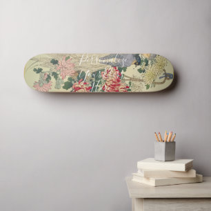 CUSTOM Vibrant Chrysanthemum & Bird of Paradise Skateboard