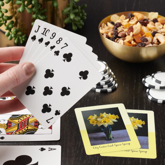 Custom Vibrant Daffodils Vase Still Life Template  Playing Cards (In Situ)