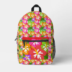 Custom Vibrant Hibiscus Colourful Aesthetic Printed Backpack