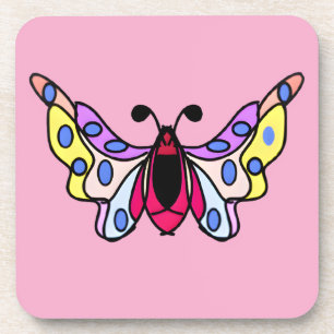 Custom Vibrant Modern Folk Butterfly Art Coaster