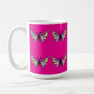 Custom Vibrant Modern Folk Butterfly Art Coffee Mug
