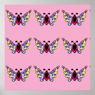 Custom Vibrant Modern Folk Butterfly Art Poster