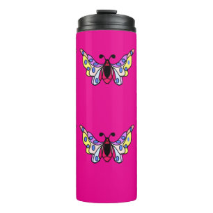 Custom Vibrant Modern Folk Butterfly Art Thermal Tumbler