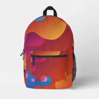 Custom Vibrant Orange Colourful Pattern Aesthetic Printed Backpack