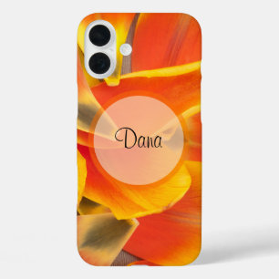 Custom Vibrant Orange Tulip Petals Photograph iPhone 16 Plus Case