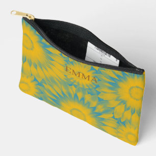 Custom Vibrant Sunflower Tie-Dye Art Accessory Pouch