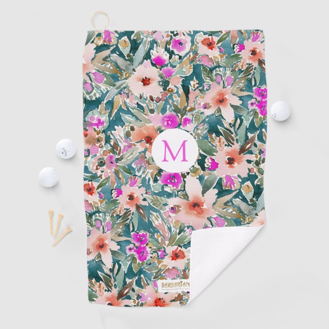 Custom VICARIOUS VACATION Lush Tropical Floral Golf Towel (InSitu)