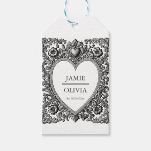 Custom Victorian heart Scroll Frame – wedding Gift Tags