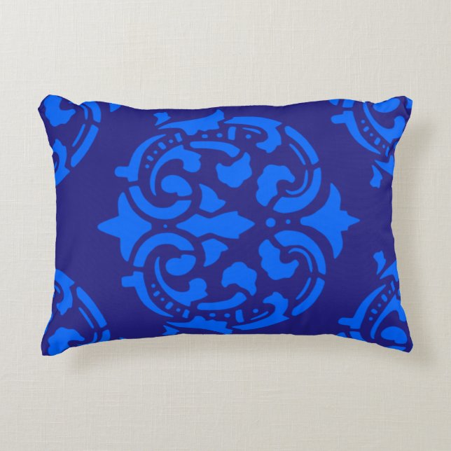 Custom Victorian Pattern Blue Accent Pillow (Front)