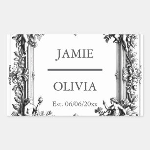 Custom Victorian Scroll Frame Napkin – wedding Sticker