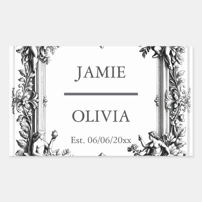 Custom Victorian Scroll Frame Napkin – wedding Sticker (Front)