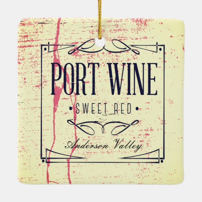 Custom vineyard port wine Christmas ornament (Back)