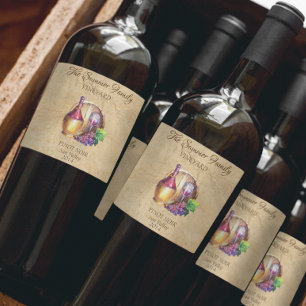 Custom Vineyard Vintage Wine Grapes Barrel Label