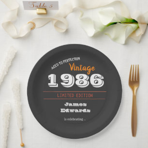 Custom Vintage 1986 40th Birthday Retro  Paper Plate
