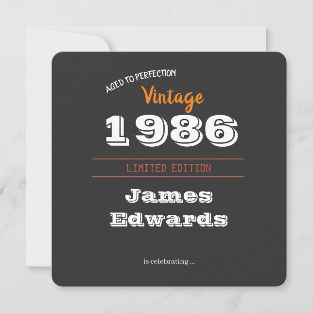 Custom Vintage 1986 40th Limited Edition Birthday  Invitation (Front)