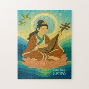 Custom Vintage Aesthetic Japan Kimono illustration Jigsaw Puzzle