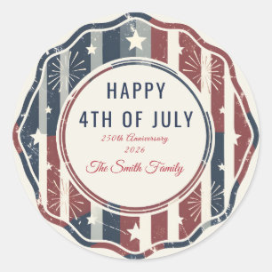 Custom Vintage Americana 4th of July Patriotic Classic Round Sticker