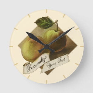 Custom Vintage Apples Retro Fruit Old School Round Clock