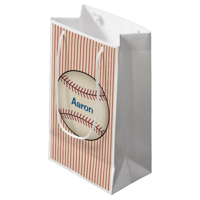 Custom Vintage Baseball Birthday Christmas Small Gift Bag (Front Angled)