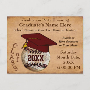 CUSTOM Vintage BASEBALL Graduation Invitations