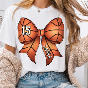 Custom Vintage Basketball Game Day Bow T-Shirt