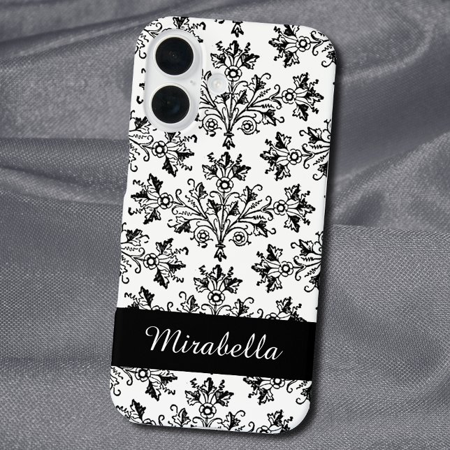 Custom Vintage Black and White Floral Pattern Case-Mate iPhone Case (Custom vintage floral iPhone case)