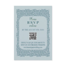 Custom vintage blue lace QR code Enclosure Cards