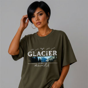 Custom Vintage Brushstroke Glacier National Park T-Shirt