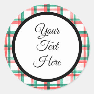 Custom Vintage Christmas Farmhouse Buffalo Check Classic Round Sticker