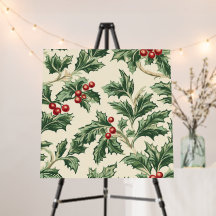 Custom Vintage Christmas Holly & Berries Pattern