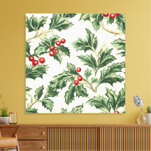 Custom Vintage Christmas Holly & Berries Pattern