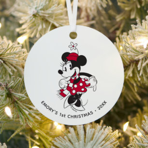Custom Vintage Christmas Minnie Mouse Metal Ornament