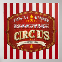 Custom Vintage Circus Sign – Striped Family Name 