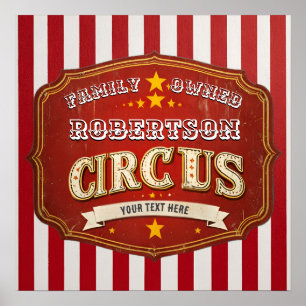 Custom Vintage Circus Sign – Striped Family Name 