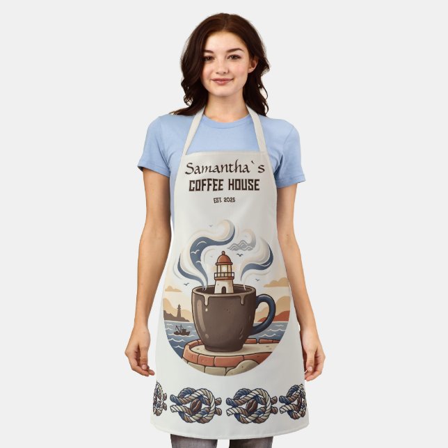 Custom Vintage Coastal Cafe Merch Apron (Worn)