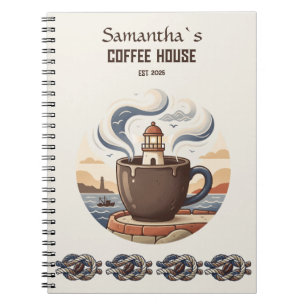 Custom Vintage Coastal Cafe Merch Notebook