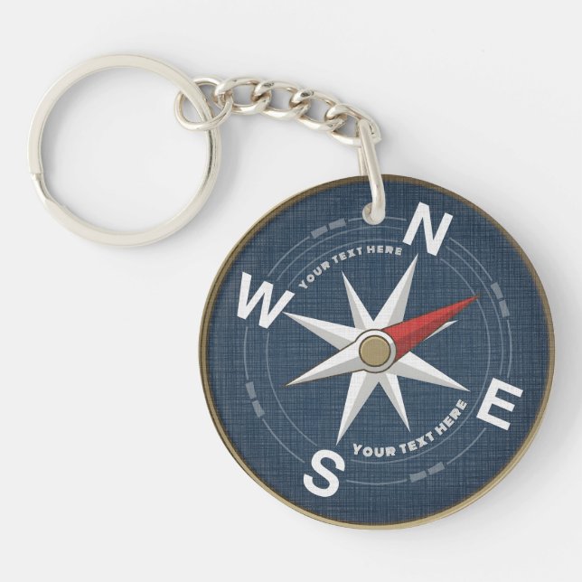 Custom Vintage Compass Rose Nautical Acrylic  Keychain (Front)