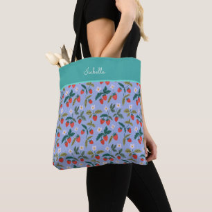 Custom Vintage Cottagecore Strawberry Pattern Tote Bag