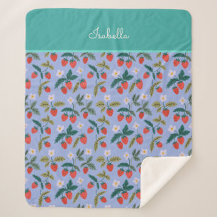 Custom Vintage Cottagecore Strawberry Sherpa Blanket